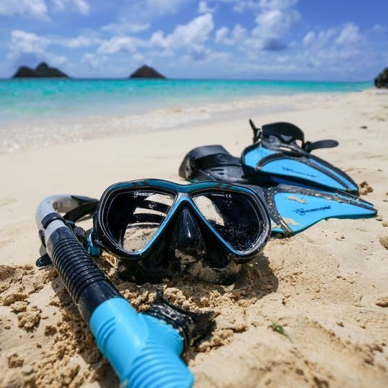Snorkel kit on the sand