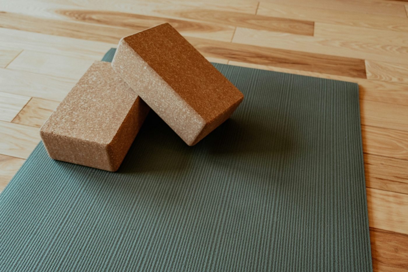Yoga mat and blocks